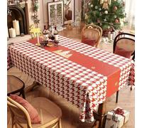 FANSU Nappe Rectangulaire Toile Cirée, Noël (Houndstooth,120x160cm) | Nappe Plastique Imperméable Carrée PVC Anti Tache Protection de Table pour Fête Jardin Salle à Manger Cuisine Anniversaire
