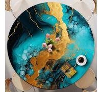 FANSU Nappe Ronde avec Bord Élastique, 60-140cm Nappe de Table Anti-Tache Antidérapante Nappe Jardin Exterieur Protection Table Ronde Extensible pour Cafe Cuisine Fête Table (Marbre,70cm)