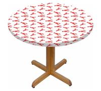 FANSU Nappe Ronde avec Bord Élastique, Nappe de Table Anti-Tache Antidérapante Nappe Jardin Exterieur Protection Table Ronde Extensible pour Cafe Cuisine Fête Table (Homard Rouge,122cm)