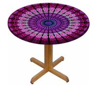 FANSU Nappe Ronde avec Bord Élastique, Nappe de Table Anti-Tache Antidérapante Nappe Jardin Exterieur Protection Table Ronde Extensible pour Cafe Cuisine Fête Table (Mandala Ethnique 1,152cm)
