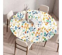 FANSU Nappe Ronde Exterieur avec Bord Élastique, 3D Fleurs Nappes Anti Taches Lavable, Nappes Extensible pour Salle à Manger, Jardin Décoration (Branche,110cm)