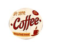 FANSU Nappe Ronde Impermeable, 3D Impression Coffee Nappe en Polyester l'épreuve de l'huile Antifouling Nappe de Table pour Extérieur ou Intérieur Table de Salle à Manger (Café-Beige,130cm)