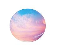 FANSU Nappe Ronde Impermeable, Couleur Unie Impression Nappe en Polyester l'épreuve de l'huile Antifouling Nappe de Table pour Extérieur ou Intérieur Table de Salle à Mange (Nuage Rose,130cm)