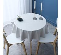 FANSU Nappe Ronde Toile Cirée, Couleur Unie Nappes Plastique PVC Imperméables Anti Tache Résistant à l'huile, Nappe Chic & Moderne pour Salon, Balcon, Jardin (Diamètre 140cm,Blanche)