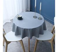 FANSU Nappe Ronde Toile Cirée, Couleur Unie Nappes Plastique PVC Imperméables Anti Tache Résistant à l'huile, Nappe Chic & Moderne pour Salon, Balcon, Jardin (Diamètre 140cm,Gris)
