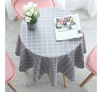 FANSU Nappe Ronde Toile Cirée, Motif Plaid Nappes Plastique PVC Imperméables Anti Tache Résistant à l'huile, Nappe Chic & Moderne pour Salon, Balcon, Jardin (Gris,Diamètre 100cm)