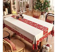 FANSU Nappe Toile Cirée, Flocon de Neige (Noël 1,120x160cm) | Nappe Plastique Imperméable Rectangulaire Carrée PVC Anti Tache Protection de Table pour Fête Jardin Salle à Manger Cuisine