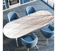 FANSU Nappes Anti Taches, Nappe Ovale Exterieur avec Bord Élastique Extensible pour Table, Salle à Manger, Restaurant et Jardin,Feuilles 3D (Gris Clair,132cmx274cm（52"x108"）)