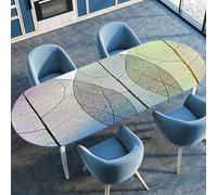 FANSU Nappes Anti Taches, Nappe Ovale Exterieur avec Bord Élastique Extensible pour Table, Salle à Manger, Restaurant et Jardin,Feuilles 3D (Dégradé,122cmx173m（48"x68"）)