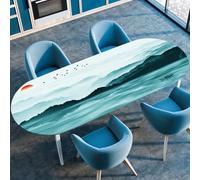 FANSU Nappes Anti Taches, Paysage Nappe Ovale Exterieur avec Bord Élastique Extensible pour Table, Salle à Manger, Restaurant et Jardin (Lac,107 x 173cm)