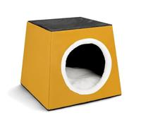 FANSU Niche Chat Panier Chien Petit Interieur (Or) | Tissu Oxford Imperméable et Durable, Léger et Doux. Maisonnette Fermée Idéale pour Chats et Petits Chiens d'Intérieur.