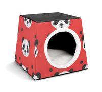 FANSU Niche Chat Panier Chien Petit Interieur (Panda 1) | Tissu Oxford Imperméable et Durable, Léger et Doux. Maisonnette Fermée Idéale pour Chats et Petits Chiens d'Intérieur.