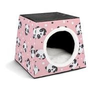 FANSU Niche Chat Panier Chien Petit Interieur (Panda Noir 10) | Tissu Oxford Imperméable et Durable, Léger et Doux. Maisonnette Fermée Idéale pour Chats et Petits Chiens d'Intérieur.