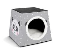 FANSU Niche Chat Panier Chien Petit Interieur (Panda Noir 2) | Tissu Oxford Imperméable et Durable, Léger et Doux. Maisonnette Fermée Idéale pour Chats et Petits Chiens d'Intérieur.