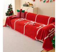FANSU Noël Housse de Canapé 1 2 3 4 5 Places Noël Extensible Serviette de Canapé Anti-Poussière Dessus de Lit Couverture Protège canapé Chien Chat Housse de Protection (Cadeaux,180x130cm)