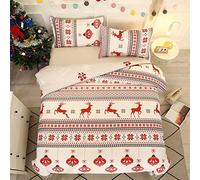 FANSU Noël Housse de Couettes Parure de Lit 2 Personnes, 2/3 Pièces Microfibre Ensemble de Literie avec 1 Housses de Couettes 2 Taies d'oreillers (Cloche de Noël,200x200cm)