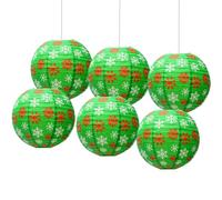 FANSU Noël Lanterne Papier, 6 Pcs Lanterne en Papier à Suspendues, Flocons de Neige Rond Lampion Papier pour Mariages, Anniversaires, Jardin,Fêtes et Événements Lampion (Vert,30cm)