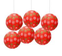 FANSU Noël Lanterne Papier, 6 Pcs Lanterne en Papier à Suspendues, Flocons de Neige Rond Lampion Papier pour Mariages, Anniversaires, Jardin,Fêtes et Événements Lampion (Rouge,30cm)