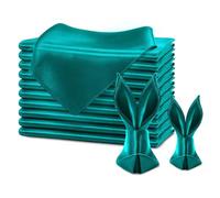 FANSU Pack de 20/50/100 Serviettes de Table en Satin Tissu, Douces Serviettes de Table Lavable et Réutilisable Serviettes en Tissu pour Mariages (30x30cm/Set of 20,Turquoise)