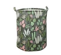 FANSU Panier à Linge Pliable avec Poignée, Corbeilles à Linge Imperméable, Panier de Rangement de Vêtements/Jouets pour Salon, Chambre d'enfant et Salle de Bain (35x45cm 1 pièce,Feuilles Vertes)