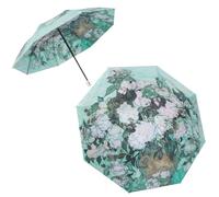 FANSU Parapluie Pliant, Ombrelle Anti Uv, Umbrella Compact, Parapluie Solide, Portable, pour Mariage Golf pour Femme Homme Enfant, Fleurs Élégantes (Vert)
