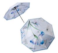 FANSU Parapluie Pliant, Ombrelle Anti Uv, Umbrella Compact, Parapluie Solide, Portable, pour Mariage Golf pour Femme Homme Enfant, Fleurs Élégantes (Bleu)
