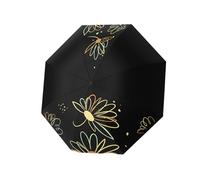 FANSU Parapluie Pliant, Ombrelle Anti Uv, Umbrella Compact, Parapluie Solide, Portable, pour Mariage Golf pour Femme Homme Enfant, Couleur Unie Fleurs (Noir)