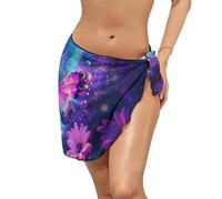 FANSU Pareo Femme Plage, 3D Papillon Robe Portefeuille Femme, Couverture de Bikini pour Maillot de Bain Été, Jupes en Chiffon pour Vacances et Plage (Bleu Violet,Moyen)