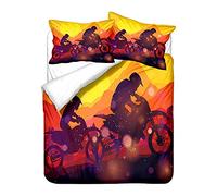 FANSU Parure de Lit Adulte Ado Garçon Fille Enfants, 1/2 Personne Housse de Couette Impression de Course 3D et 2 Taie d'oreiller, Set de Housse de Couette en Microfibre (Coucher de Soleil,240x220cm)