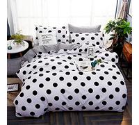 FANSU Parure de Lit avec Housse de Couettes 4 Pièces, Pois élégants Microfibre Ensemble de Literie Imprimé Linge de Lit + 2 Taie d'oreiller (180x220cm-1.8M,Noir)
