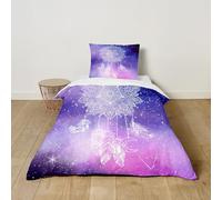 FANSU Parure de Lit Filles Enfants Violet imprimé Attrape-rêves Housse de Couette + Taie d'oreiller, Ensemble de Literie 1 Personne en Microfibre Cadeau Noël Annivesaire (90x190cm,Mandalas)