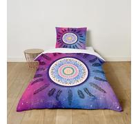 FANSU Parure de Lit Filles Enfants Violet imprimé Attrape-rêves Housse de Couette + Taie d'oreiller, Ensemble de Literie 1 Personne en Microfibre Cadeau Noël Annivesaire (140x200cm,Ciel Étoilé)