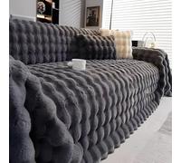 FANSU Peluche Housse de Canapé 1/2/3/4/5 Places Hiver Chaud Extensible Serviette de Canapé Anti-Poussière Dessus de Lit Couverture Protège canapé Chien Chat Housse de Protection (Gris,180x340cm)