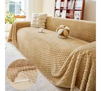 FANSU Peluche Housse de Canapé 1/2/3/4/5 Places Hiver Extensible Serviette de Canapé Anti-Poussière Dessus de Lit Couverture Protège canapé Chien Chat Housse de Protection (Kaki,180x300cm)
