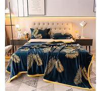 FANSU Plaid Couverture en Flanelle Grand Moelleuse Couverture Enfant Super Douce et Chaude Polaire Couverture, Couvre-Lit de Chambre, Convient à Toutes Les Saisons (150x200cm,Feuilles d'or)