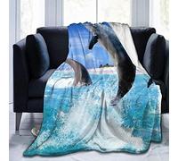 FANSU Plaid Couverture Polaire en Microfibre, 3D Impression Douce Moelleuse Flanelle Couverture de Lit Plaid Jeté de Canapé Convient Adultes et Enfants Rester Chaud en Hiver (Dauphin,150x120cm)
