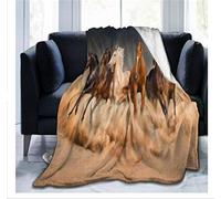 FANSU Plaid Couverture Polaire en Microfibre, 3D Impression Douce Moelleuse Flanelle Couverture de Lit Plaid Jeté de Canapé Convient Adultes et Enfants Rester Chaud en Hiver (Cheval,150x200cm)