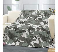 FANSU Plaid Couverture Polaire en Microfibre 3D Impression Douce Moelleuse Flanelle, Jeté de Canapé Convient Adultes et Enfants Rester Chaud en Hiver (Gris Camouflage,125x150cm)
