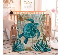 FANSU Plaid Couverture Polaire en Microfibre 3D Impression Douce Moelleuse Flanelle, Jeté de Canapé Convient Adultes et Enfants Rester Chaud en Hiver (Tortue de mer,200x150cm)