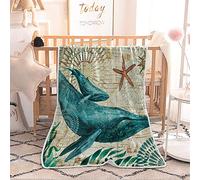 FANSU Plaid Couverture Polaire en Microfibre 3D Impression Douce Moelleuse Flanelle, Jeté de Canapé Convient Adultes et Enfants Rester Chaud en Hiver (Baleine,150x130cm)