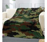 FANSU Plaid Couverture Polaire en Microfibre 3D Impression Douce Moelleuse Flanelle, Jeté de Canapé Convient Adultes et Enfants Rester Chaud en Hiver (Vert Camouflage,125x150cm)