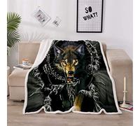 FANSU Plaid Couverture Polaire en Microfibre 3D Impression Douce Moelleuse Flanelle, Jeté de Canapé Convient Adultes et Enfants Rester Chaud en Hiver (Loup féroce,200x150cm)