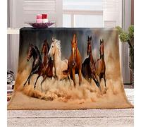 FANSU Plaid Couverture Polaire Flanelle, Hiver Chaude Douce Moelleuse 3D Imprimé Microfibre Couverture de Lit Couvre-lit Jeté de Canapé, Convient Adulte et Enfant (Cheval,130x150cm)