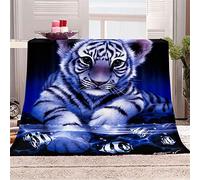 FANSU Plaid Couverture Polaire Flanelle, Hiver Chaude Douce Moelleuse 3D Imprimé Microfibre Couverture de Lit Couvre-lit Jeté de Canapé, Convient Adulte et Enfant (Tigre,130x150cm)