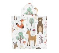 FANSU Poncho de Bain Enfant, Été Serviette de Bain Plage Enfant avec Capuche Microfibre Poncho de Bain à Capuche Doux Peignoir de Piscin pour Filles Garçons (75 * 65cm,Elan des forêts)