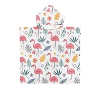 FANSU Poncho de Bain Enfant, Été Serviette de Bain Plage Enfant avec Capuche Microfibre Poncho de Bain à Capuche Doux Peignoir de Piscin pour Filles Garçons (60 * 60cm,Flamant Rose)