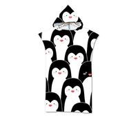 FANSU Poncho Serviette de Plage, Microfibre Sports Surf À Capuchon Impression Bain Robes Natation Peignoir Plage Serviettes de pour Unisexe Adulte Enfant (75 * 110cm,Pingouin Mignon)