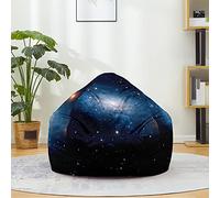 FANSU Pouf Impression de Ciel Étoilé, Housse de Sac de Haricots pour Enfant Adulte Pouf Salon Chambre Soft Sac Haricots, Polyvalent Pouf de Rangement sans Remplissage (80x90cm,Voie lactée)