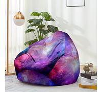 FANSU Pouf lavable, ciel étoilé 3D, sans rembourrage, pour enfants et adultes, rangement des animaux en peluche, à l'extérieur et à l'intérieur, avec fermeture éclair, 100 x 120 cm, rose