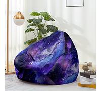 FANSU Pouf lavable, ciel étoilé 3D, sans rembourrage, pour enfants et adultes, rangement des animaux en peluche, à l'extérieur et à l'intérieur, avec fermeture éclair, 100 x 120 cm, violet galaxie